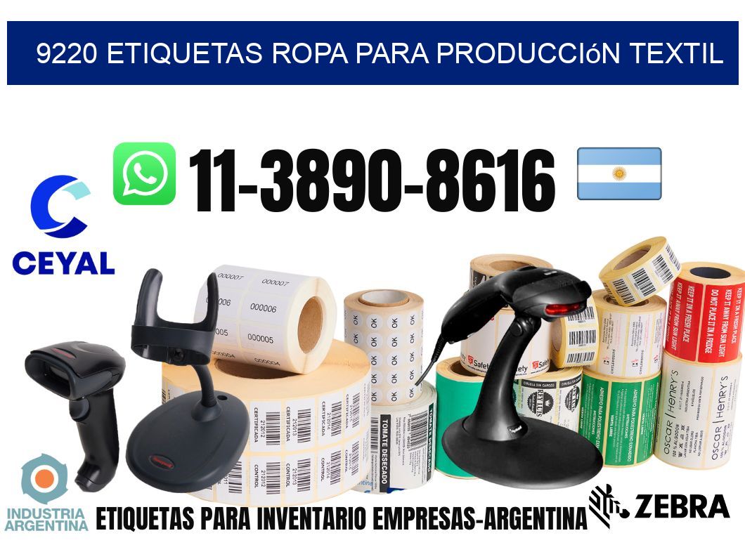 9220 Etiquetas ropa para producción textil