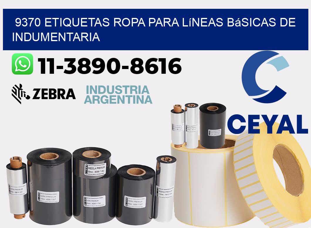 9370 Etiquetas ropa para líneas básicas de indumentaria