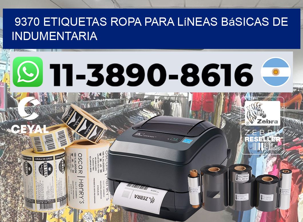 9370 Etiquetas ropa para líneas básicas de indumentaria