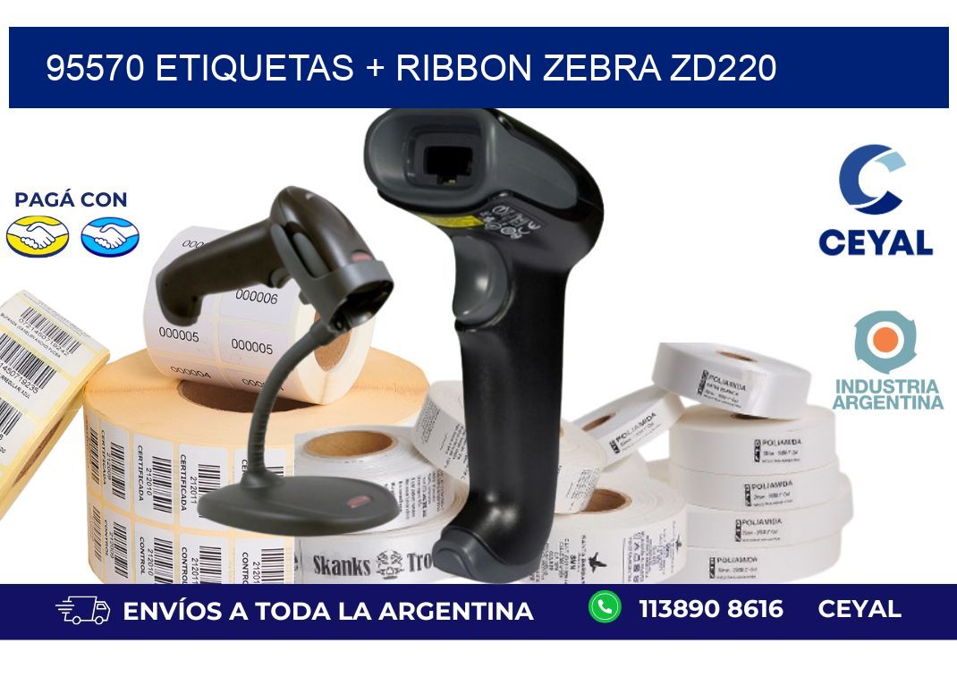 95570 etiquetas + ribbon zebra zd220