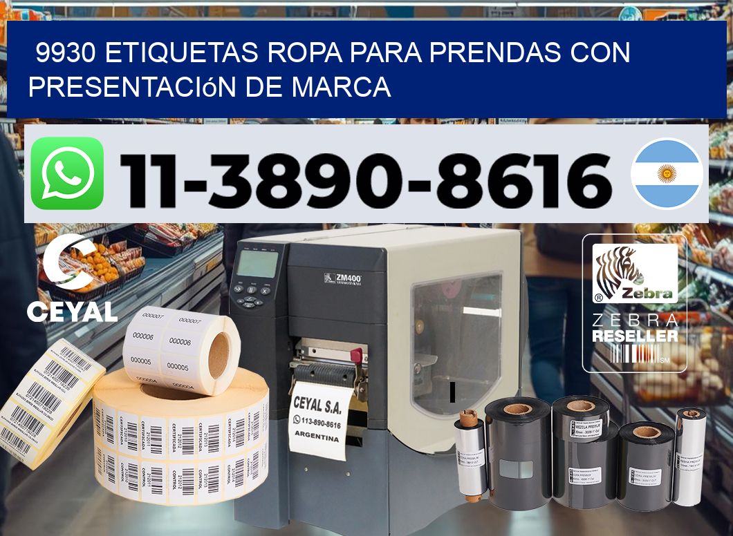 9930 Etiquetas ropa para prendas con presentación de marca