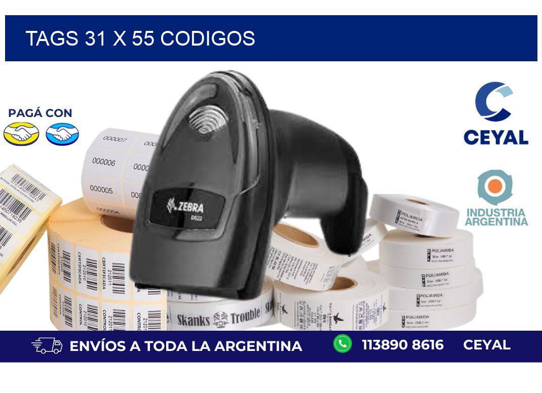 tags 31 x 55 codigos