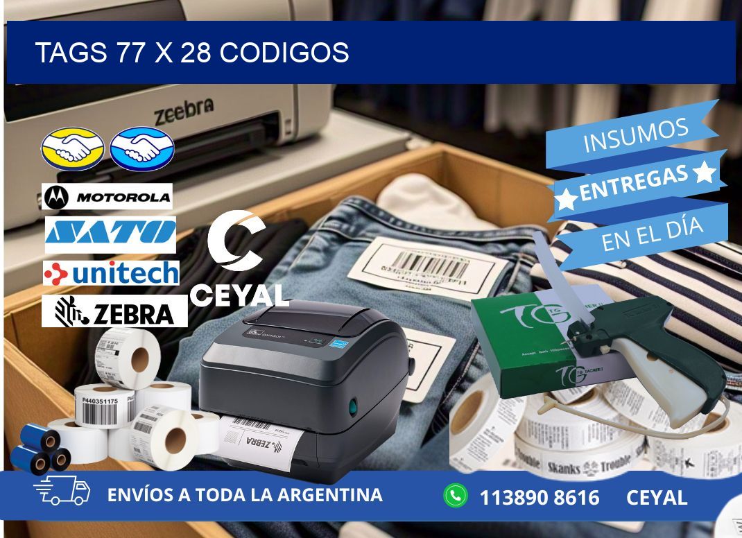 tags 77 x 28 codigos