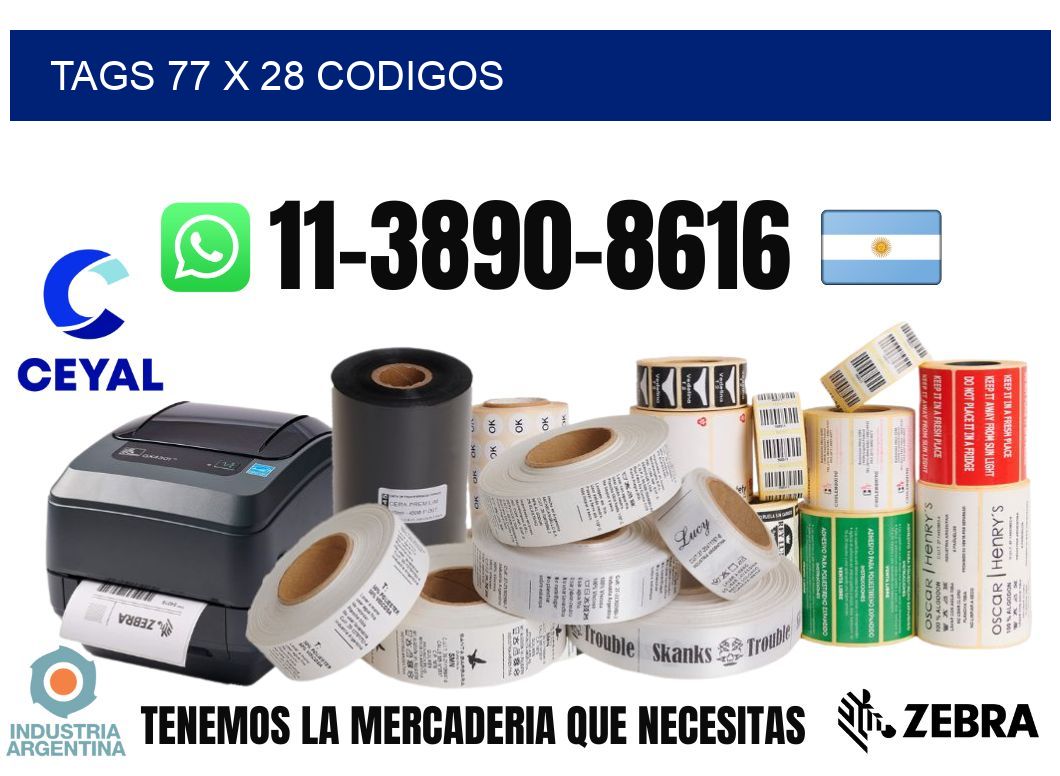 tags 77 x 28 codigos