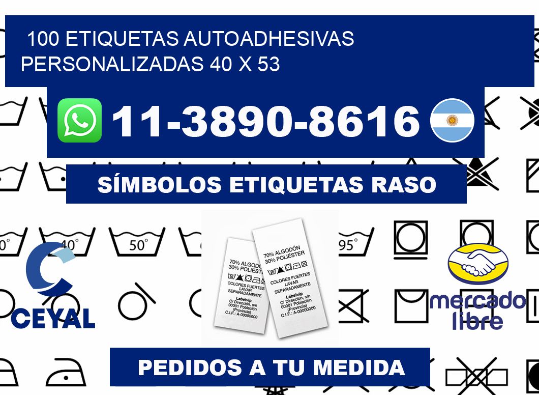 100 Etiquetas autoadhesivas personalizadas 40 x 53