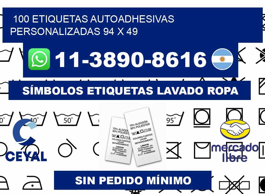 100 Etiquetas autoadhesivas personalizadas 94 x 49