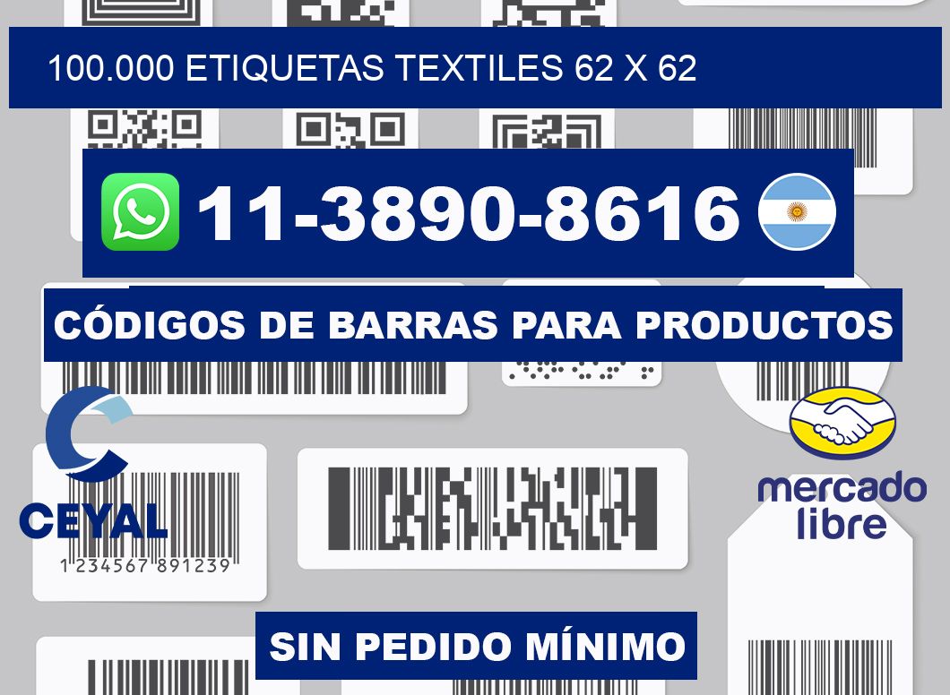 100.000 ETIQUETAS TEXTILES 62 x 62
