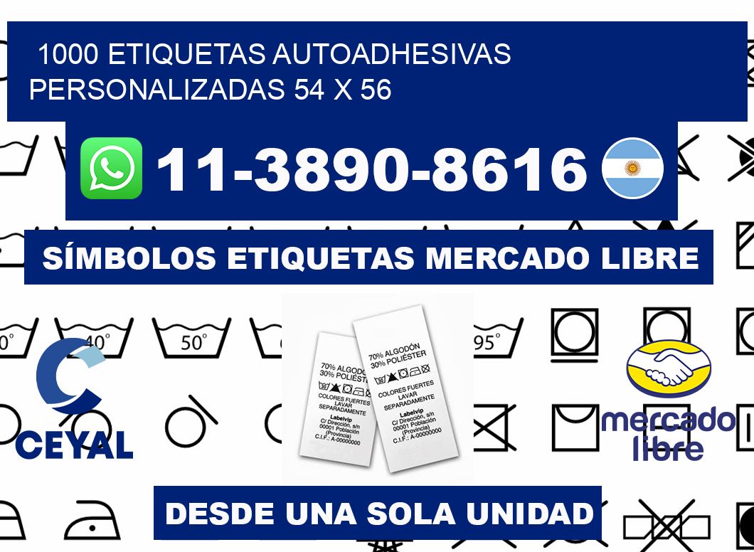 1000 Etiquetas autoadhesivas personalizadas 54 x 56