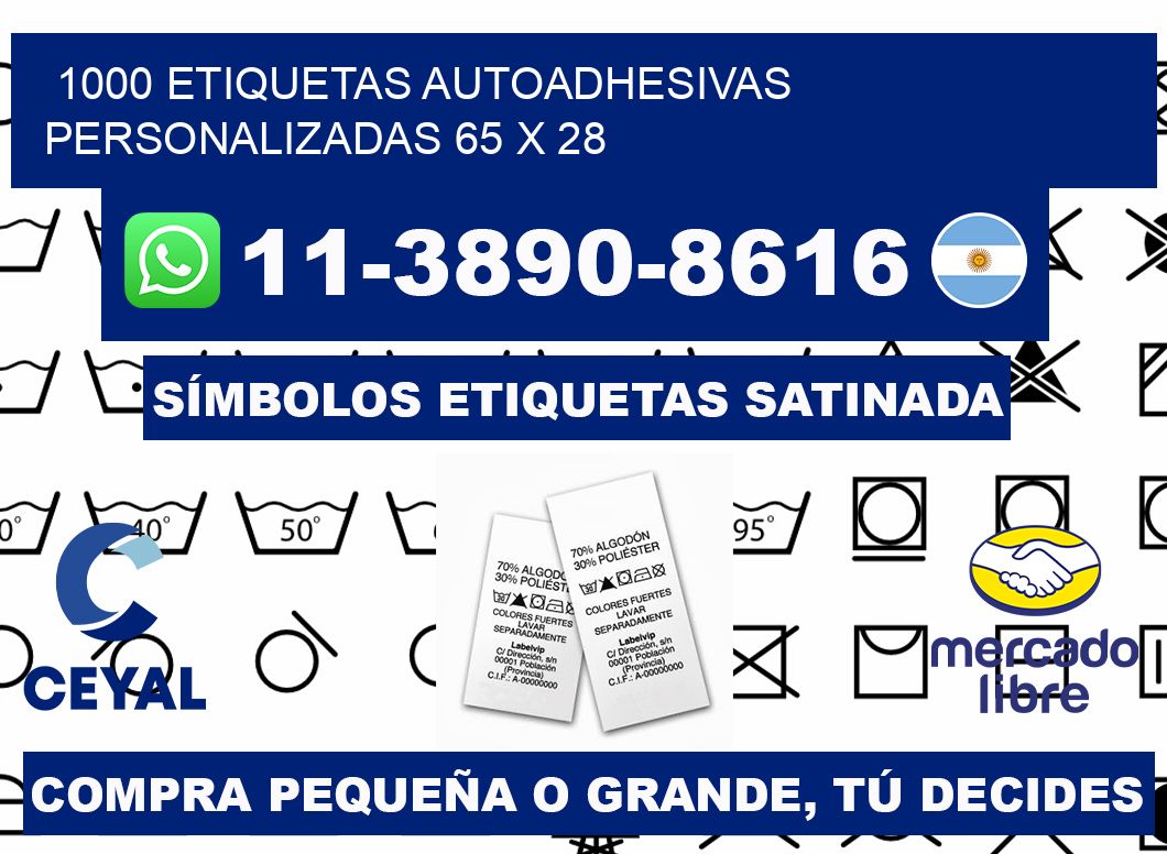 1000 Etiquetas autoadhesivas personalizadas 65 x 28