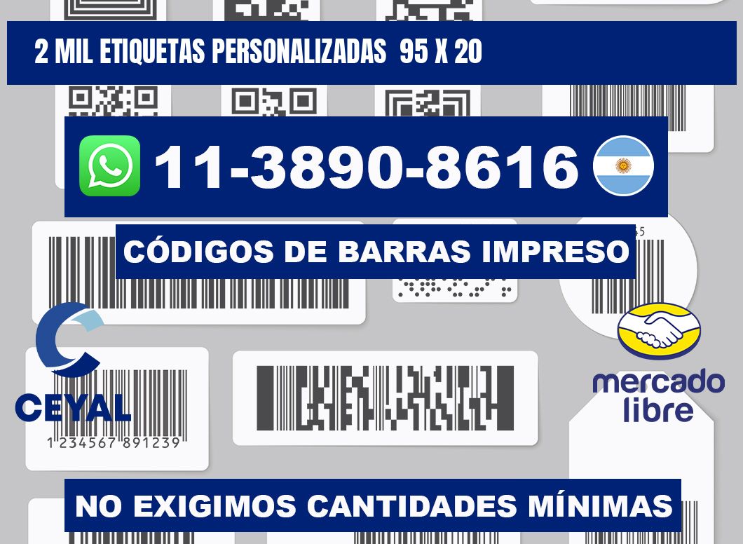 2 mil etiquetas personalizadas  95 x 20