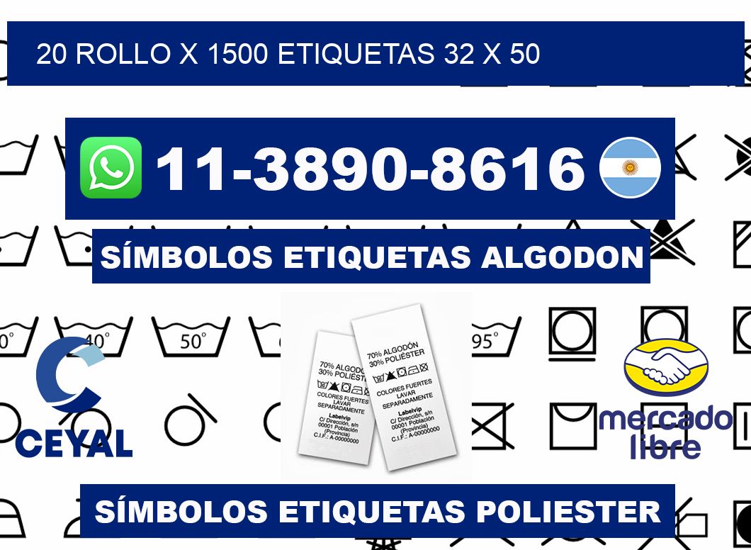 20 rollo x 1500 etiquetas 32 x 50