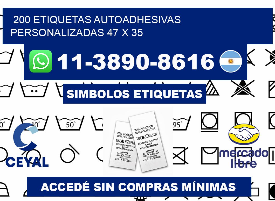 200 Etiquetas autoadhesivas personalizadas 47 x 35