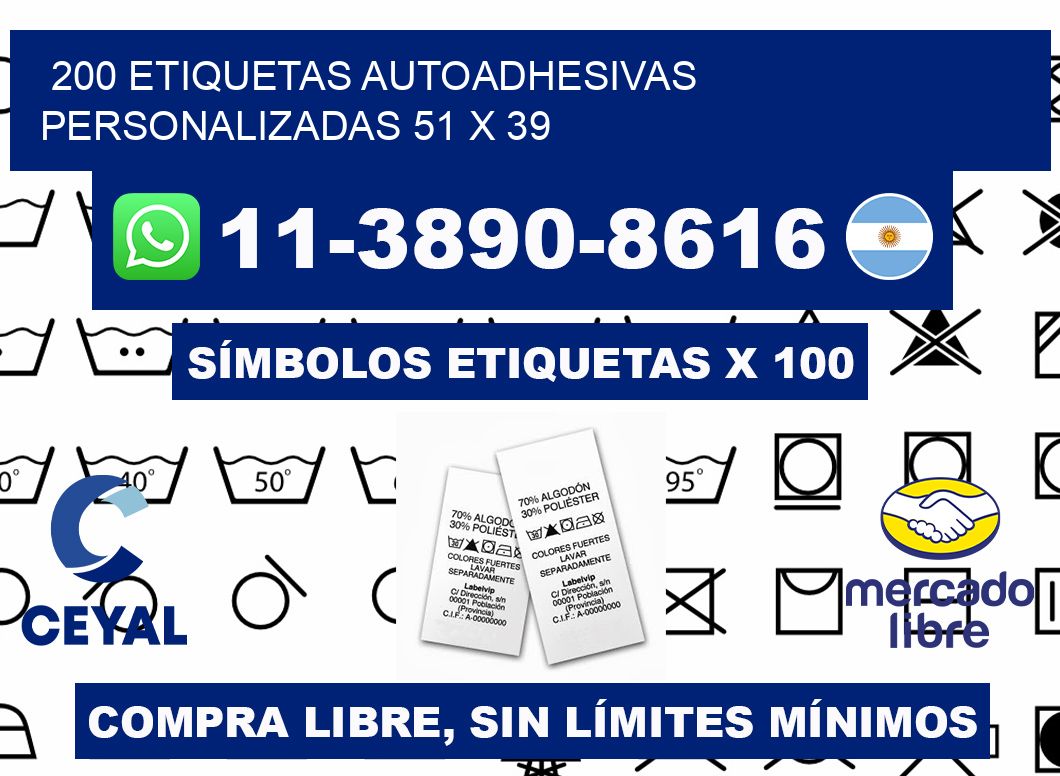 200 Etiquetas autoadhesivas personalizadas 51 x 39