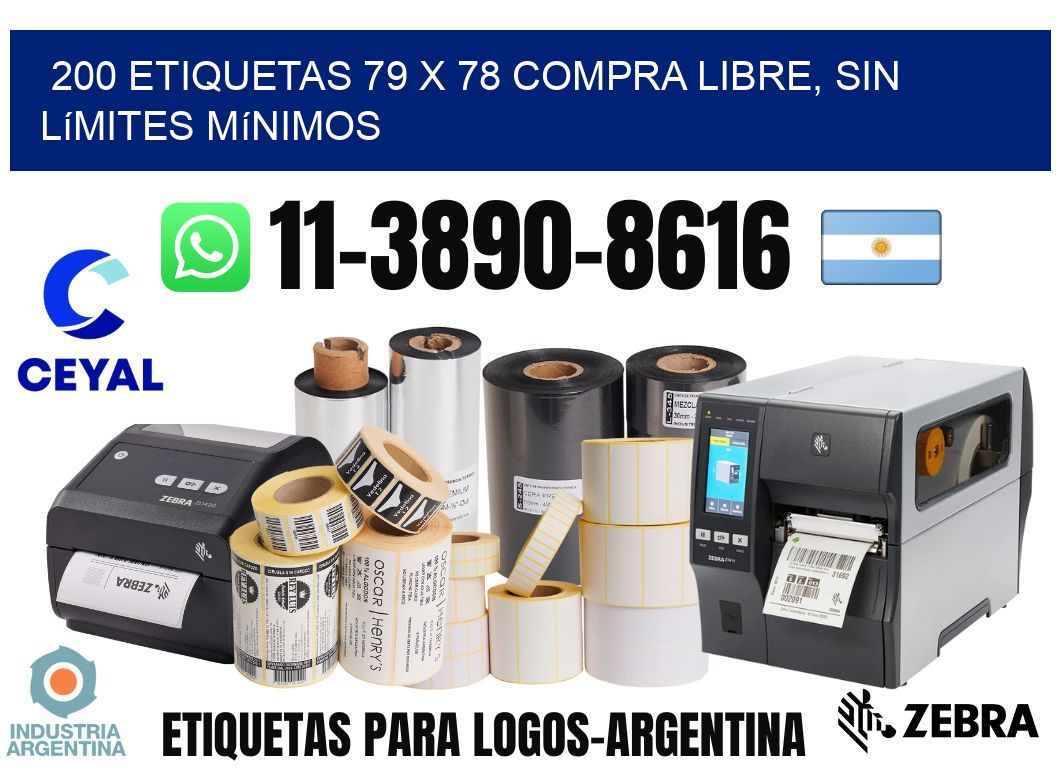 200 etiquetas 79 x 78 Compra libre, sin límites mínimos
