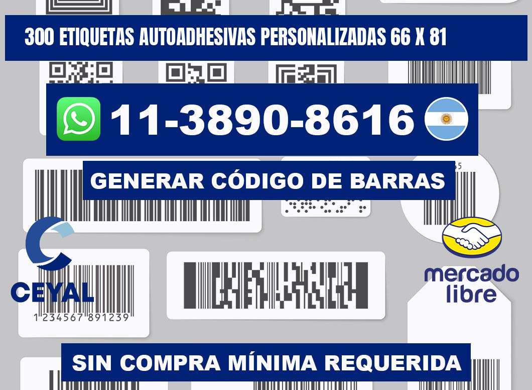 300 Etiquetas autoadhesivas personalizadas 66 x 81