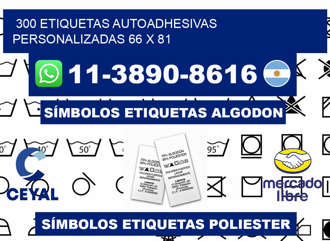 300 Etiquetas autoadhesivas personalizadas 66 x 81
