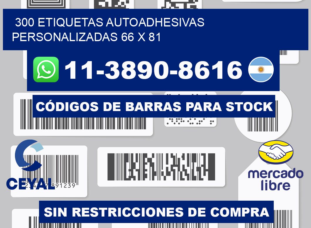 300 Etiquetas autoadhesivas personalizadas 66 x 81
