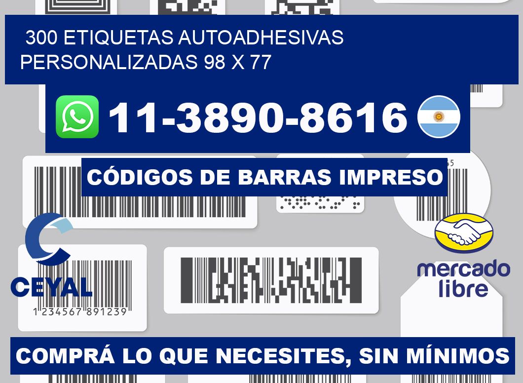 300 Etiquetas autoadhesivas personalizadas 98 x 77
