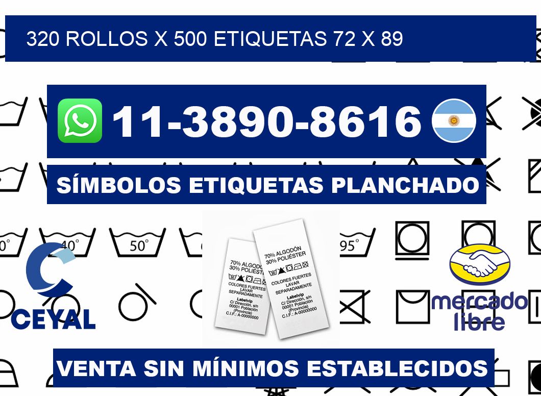 320 rollos x 500 etiquetas 72 x 89