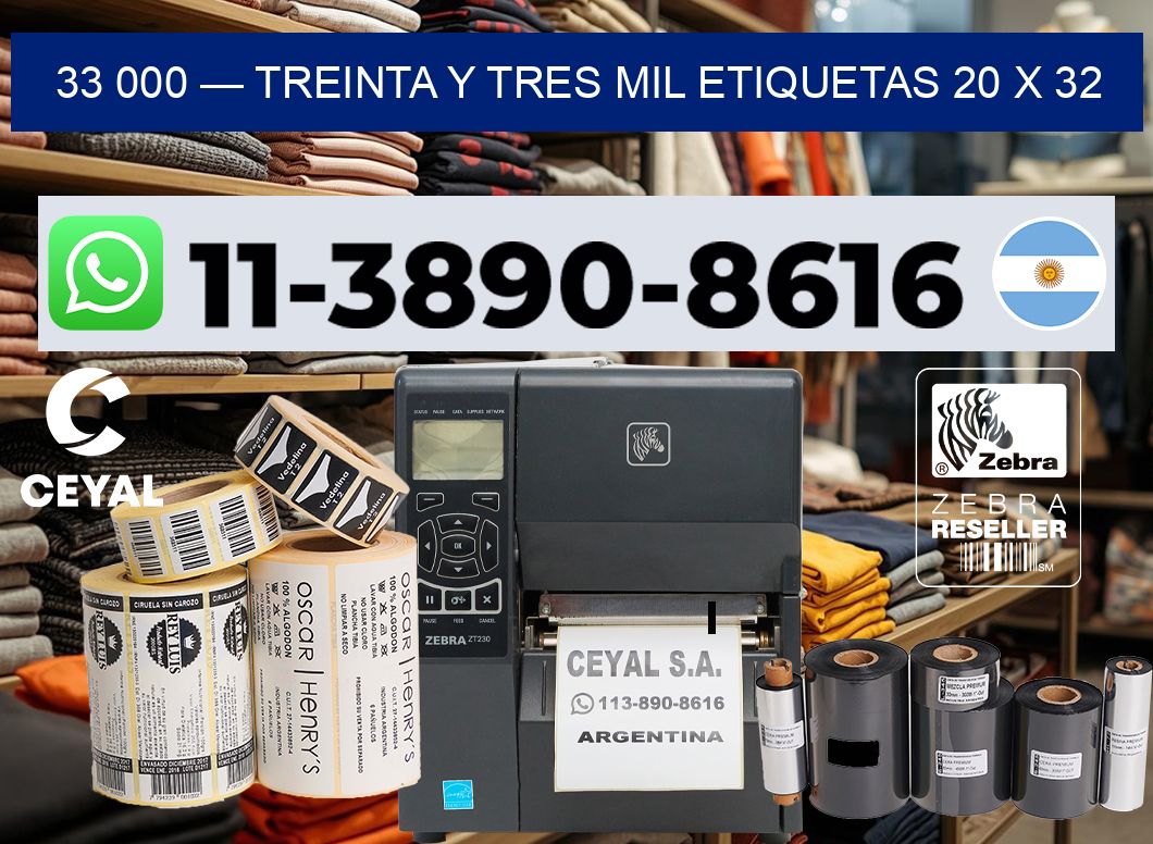 33 000 — treinta y tres mil etiquetas 20 x 32