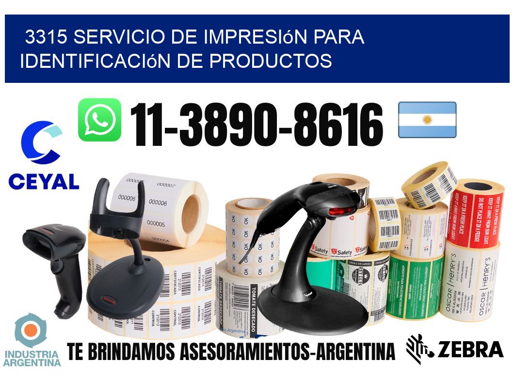 3315 Servicio de impresión para identificación de productos