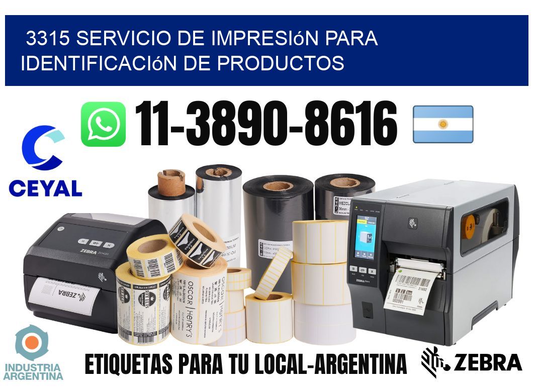 3315 Servicio de impresión para identificación de productos