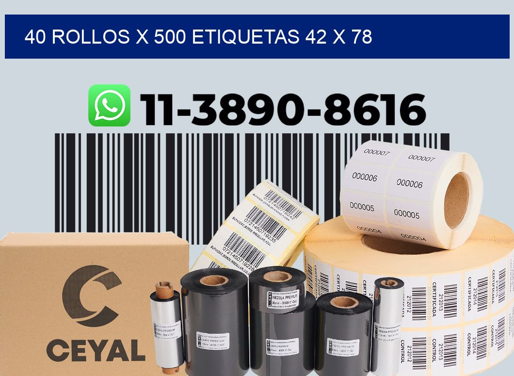 40 rollos x 500 etiquetas 42 x 78