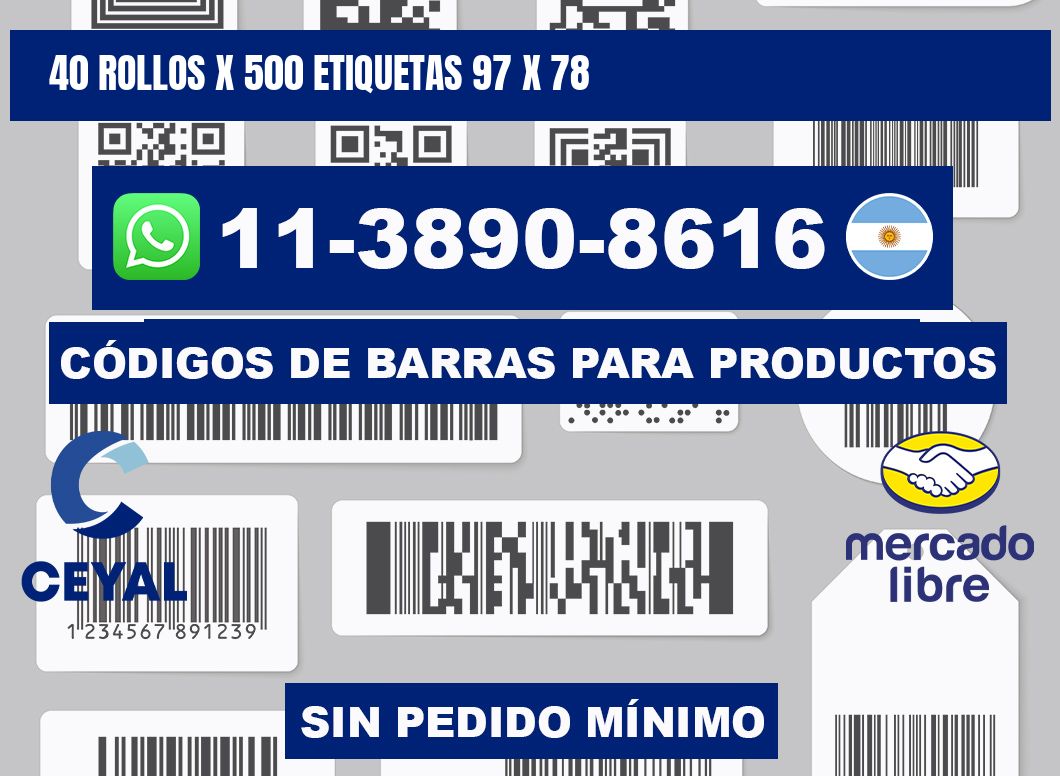 40 rollos x 500 etiquetas 97 x 78