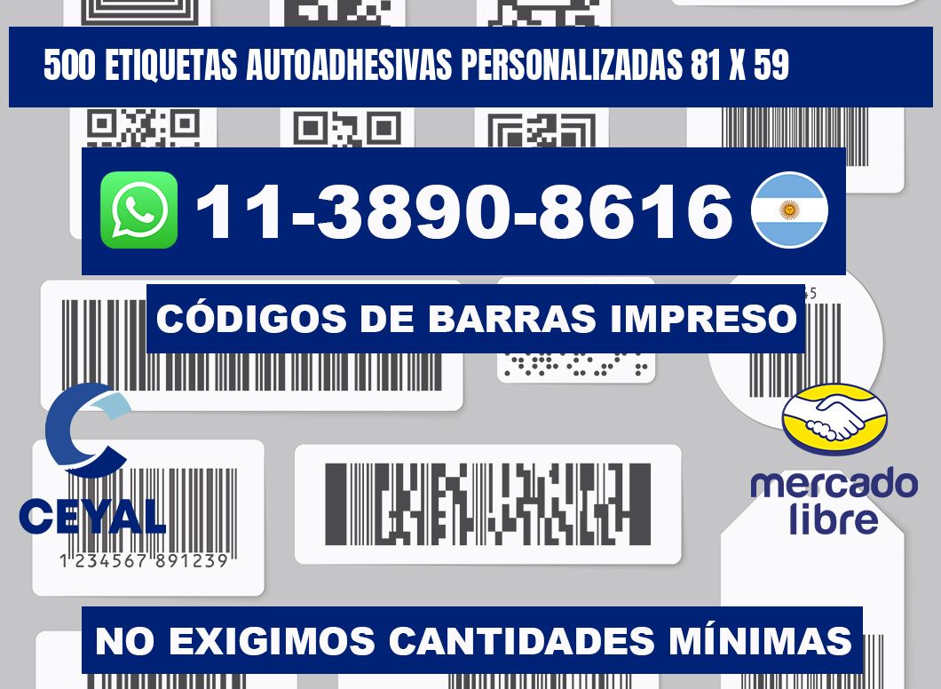 500 Etiquetas autoadhesivas personalizadas 81 x 59