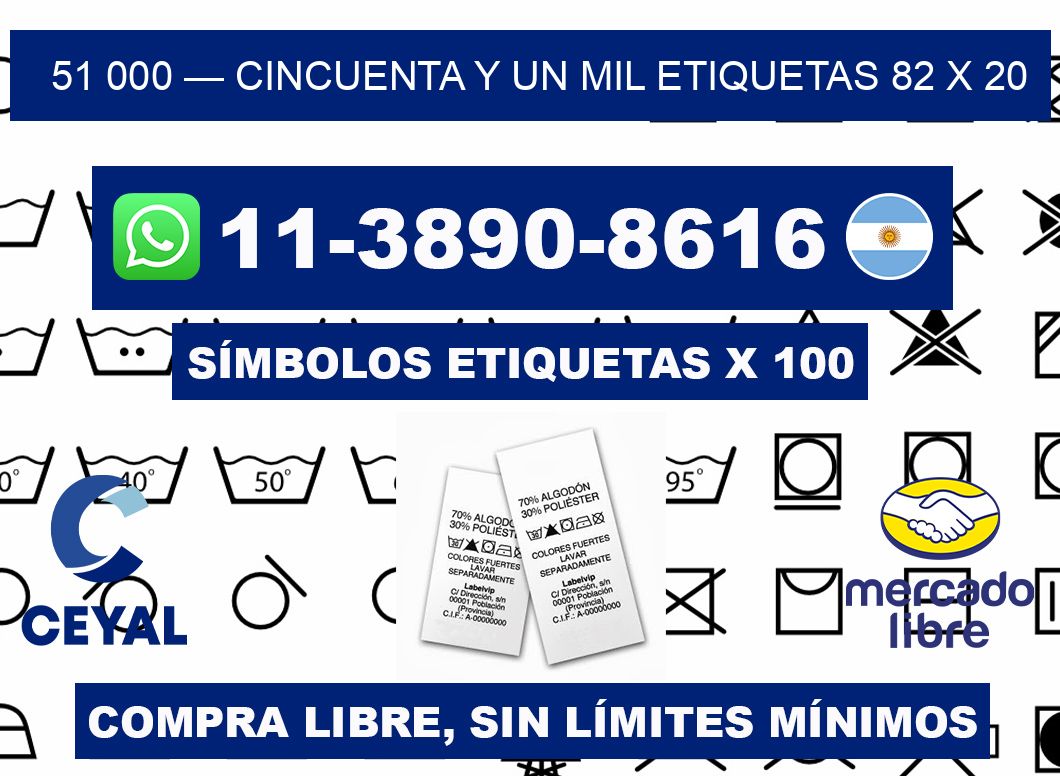 51 000 — cincuenta y un mil etiquetas 82 x 20
