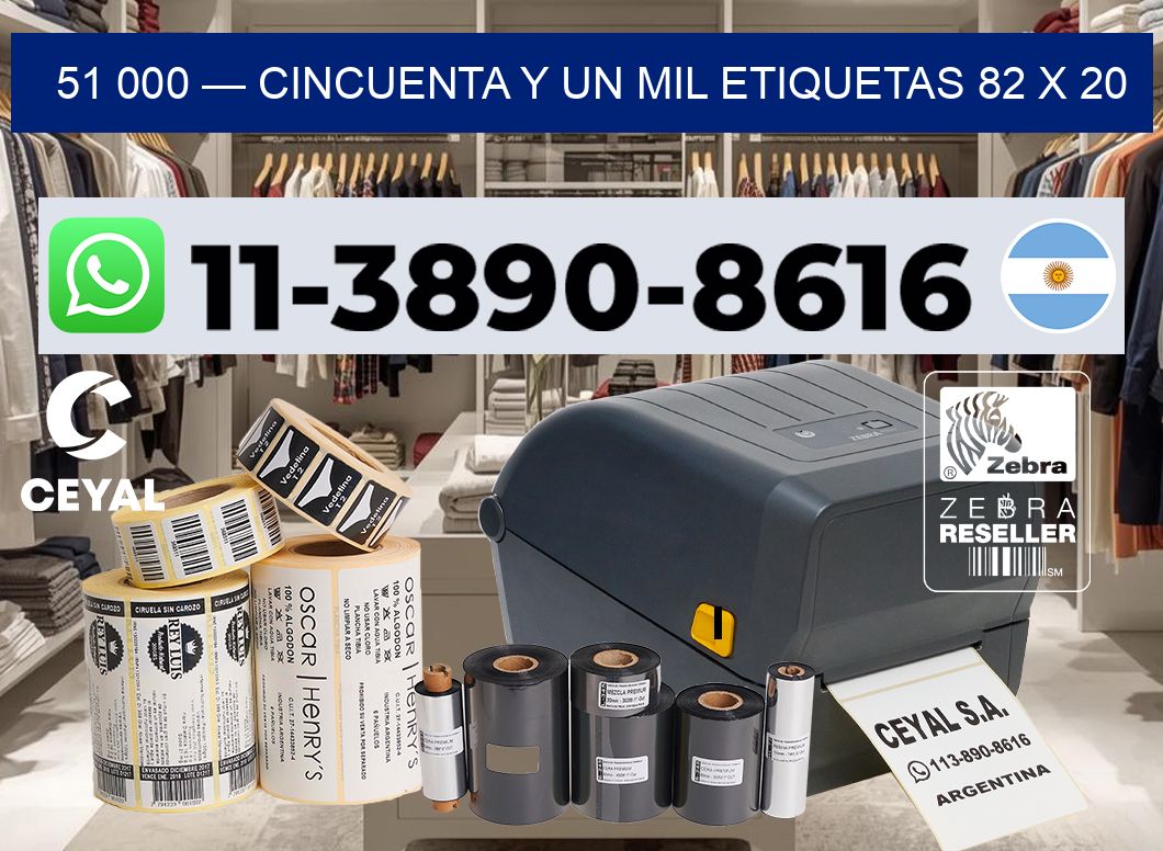 51 000 — cincuenta y un mil etiquetas 82 x 20
