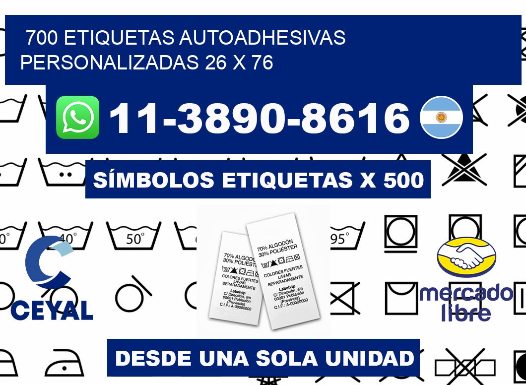 700 Etiquetas autoadhesivas personalizadas 26 x 76