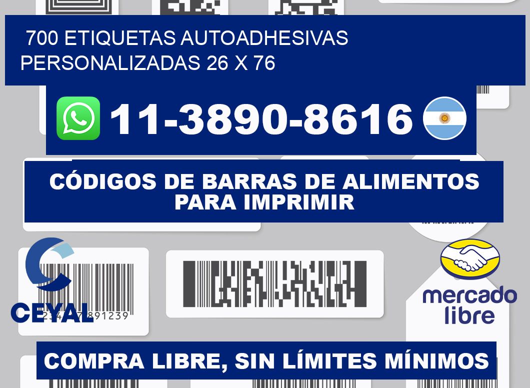 700 Etiquetas autoadhesivas personalizadas 26 x 76