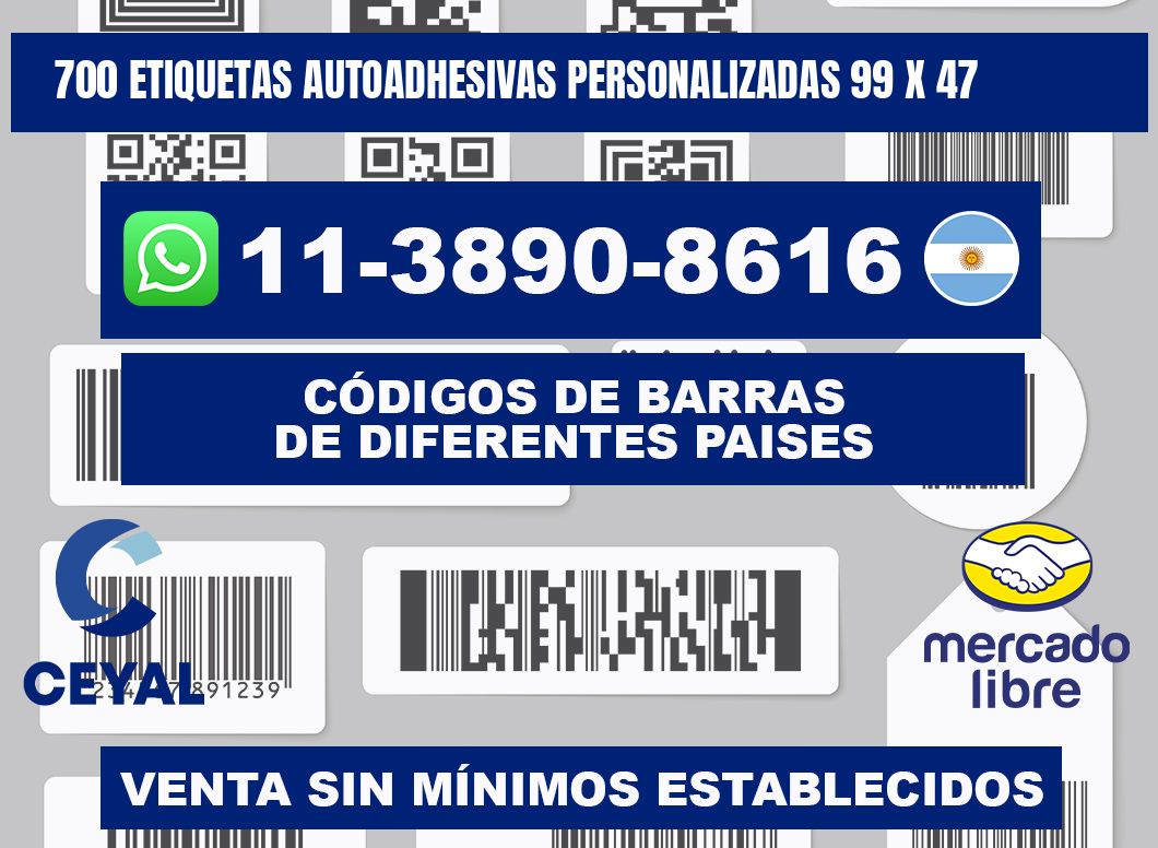 700 Etiquetas autoadhesivas personalizadas 99 x 47