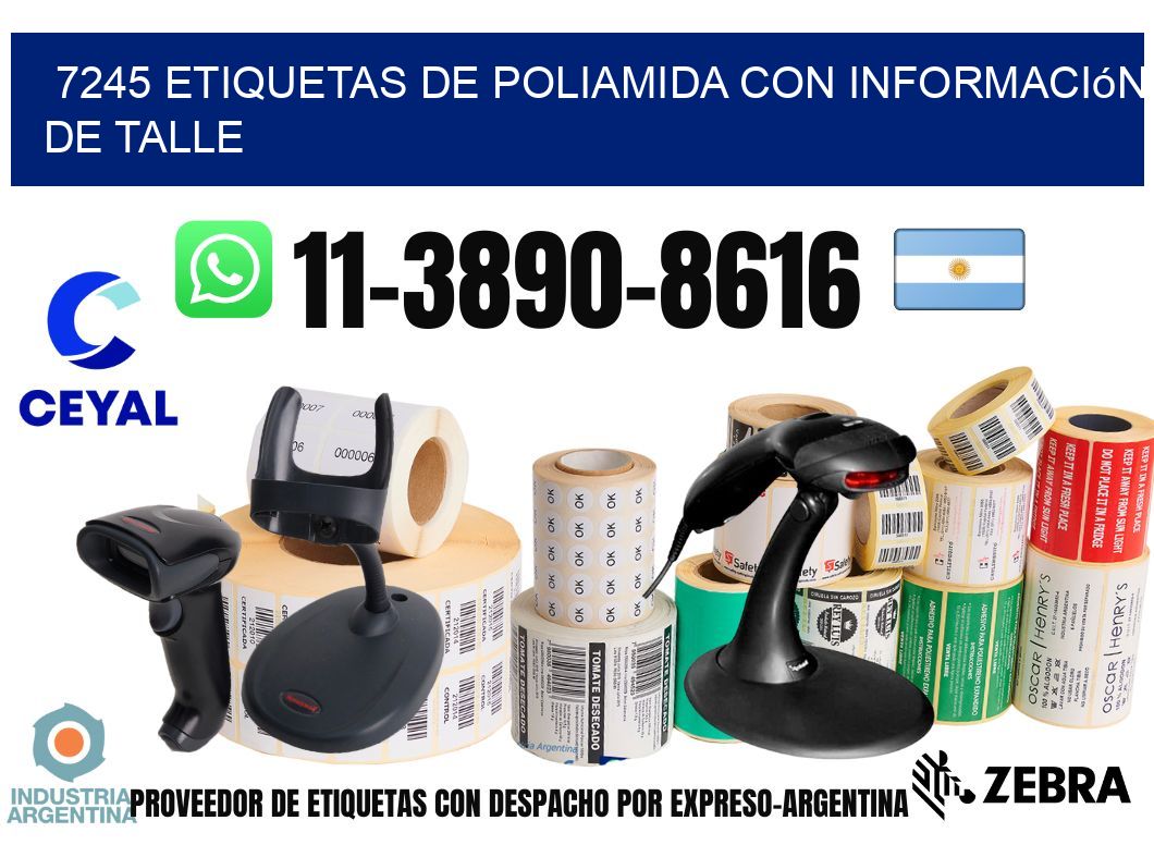 7245 Etiquetas de poliamida con información de talle