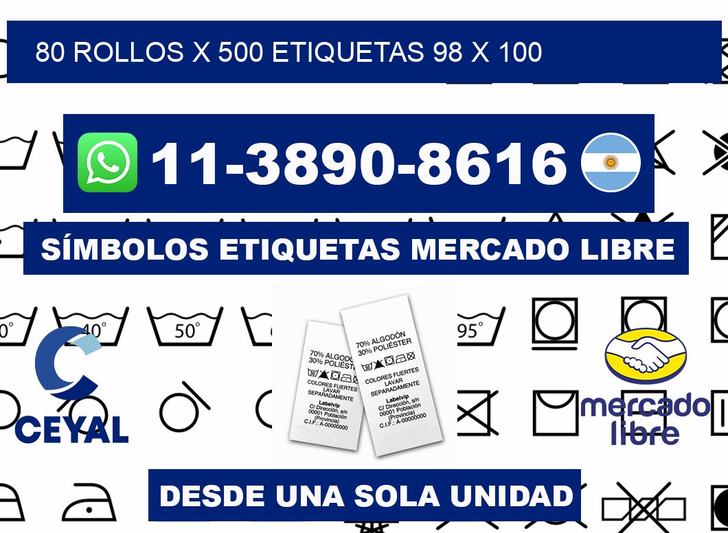 80 rollos x 500 etiquetas 98 x 100