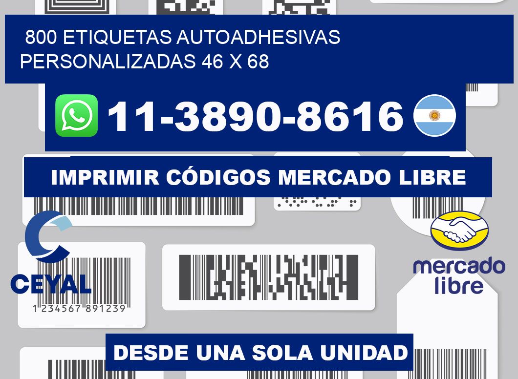 800 Etiquetas autoadhesivas personalizadas 46 x 68
