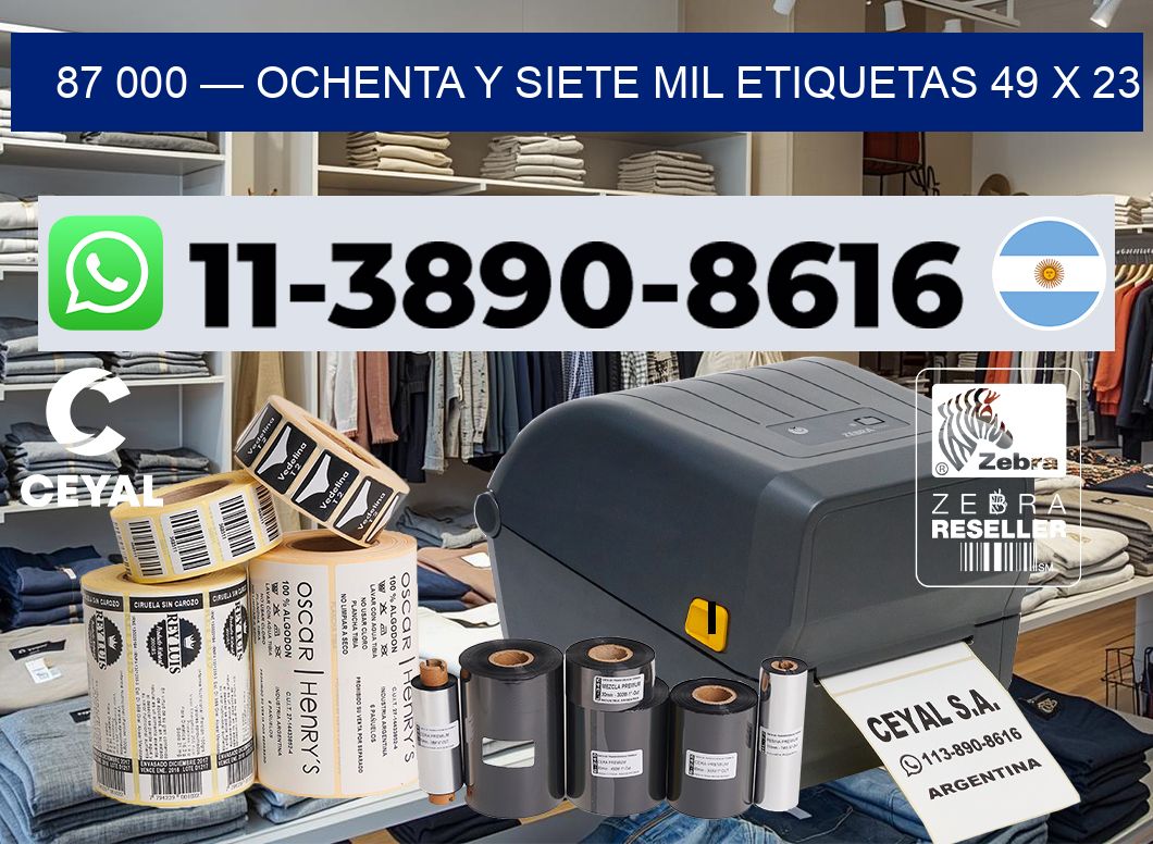 87 000 — ochenta y siete mil etiquetas 49 x 23