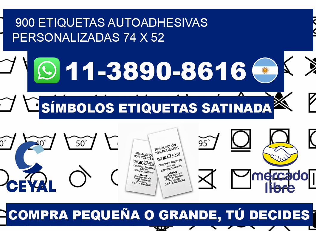 900 Etiquetas autoadhesivas personalizadas 74 x 52