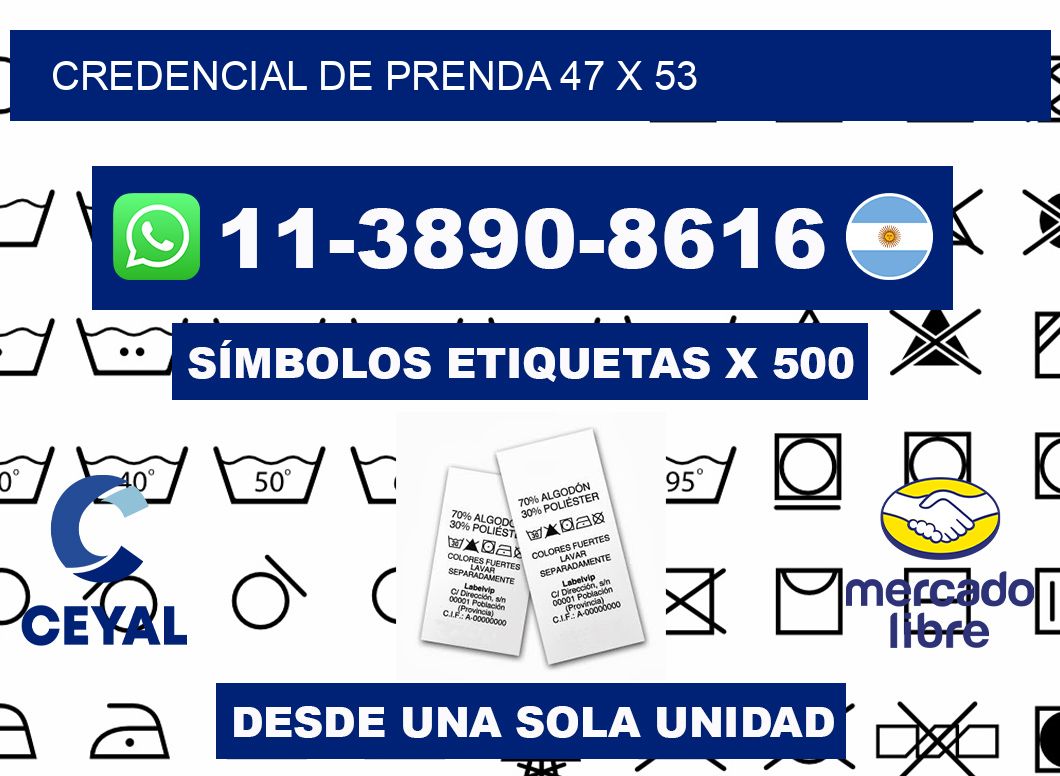 Credencial de prenda 47 x 53