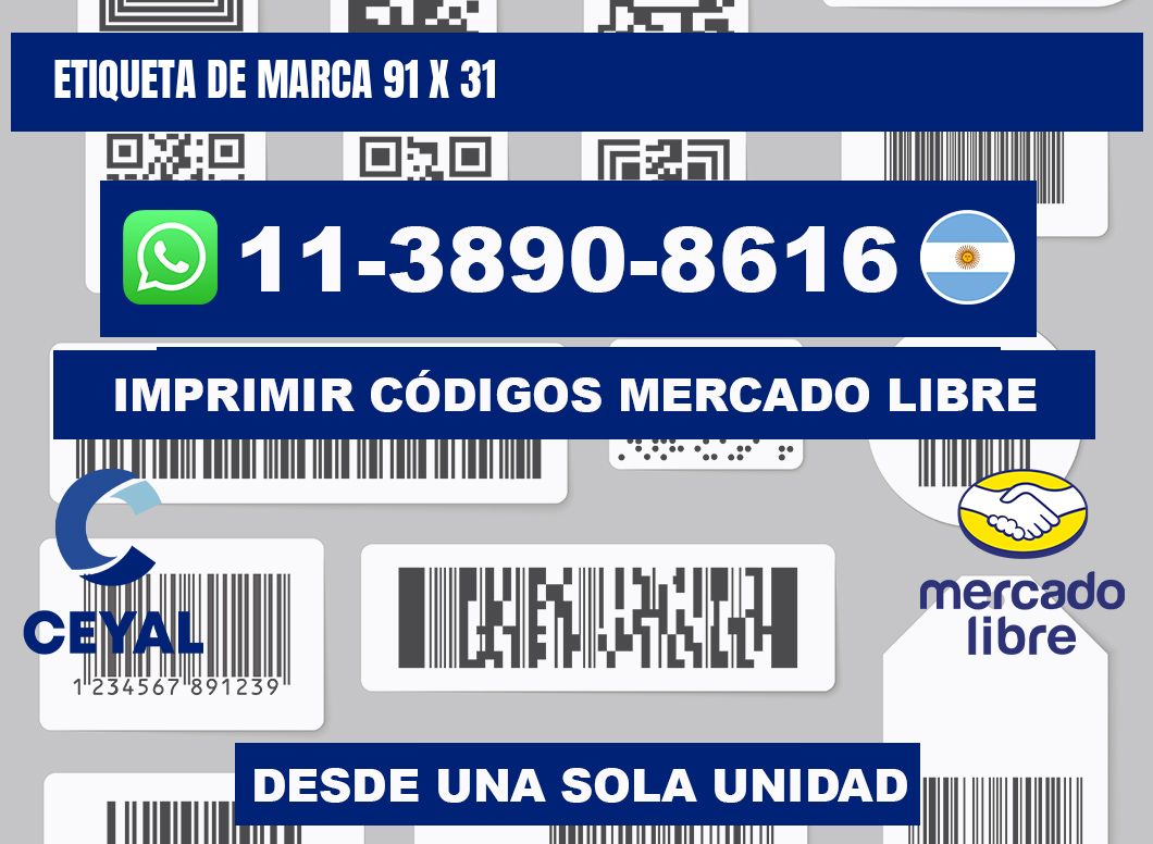 Etiqueta de marca 91 x 31