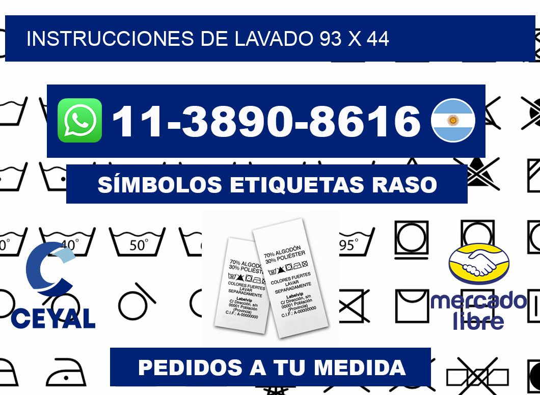 Instrucciones de lavado 93 x 44