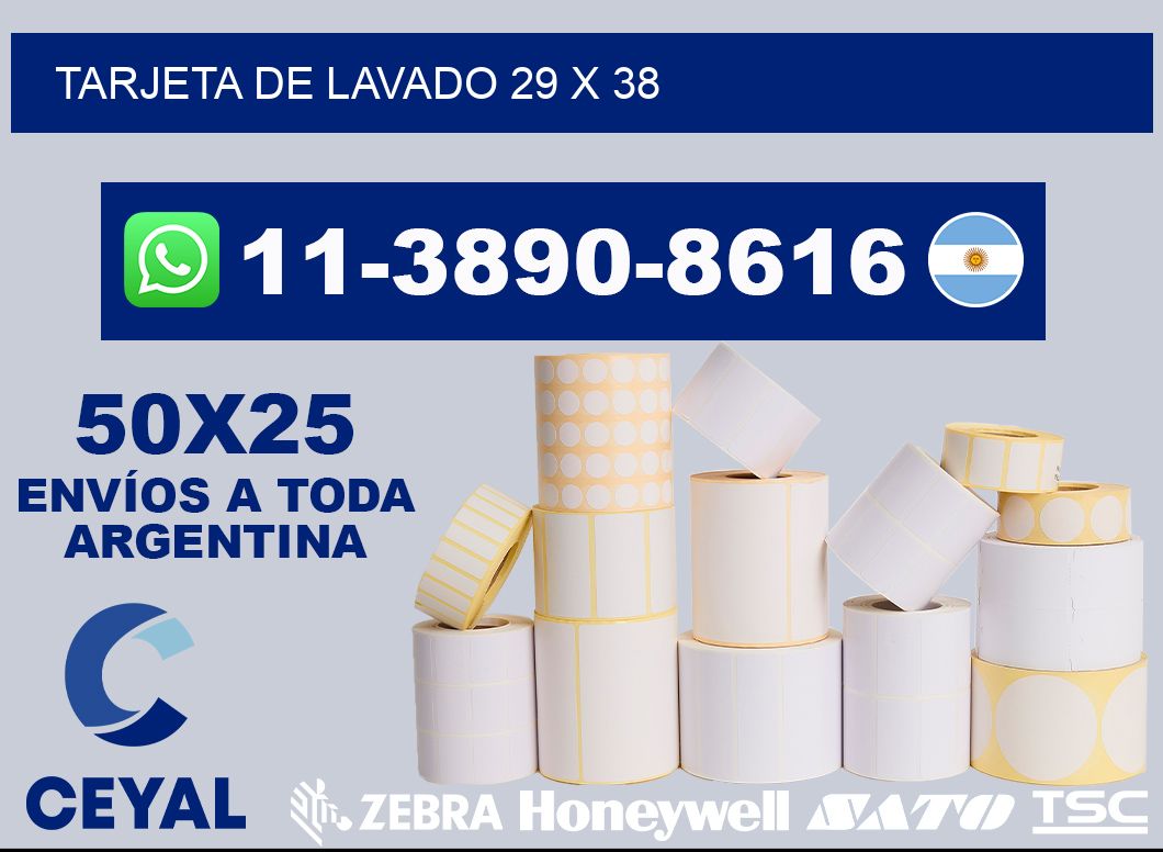 Tarjeta de lavado 29 x 38
