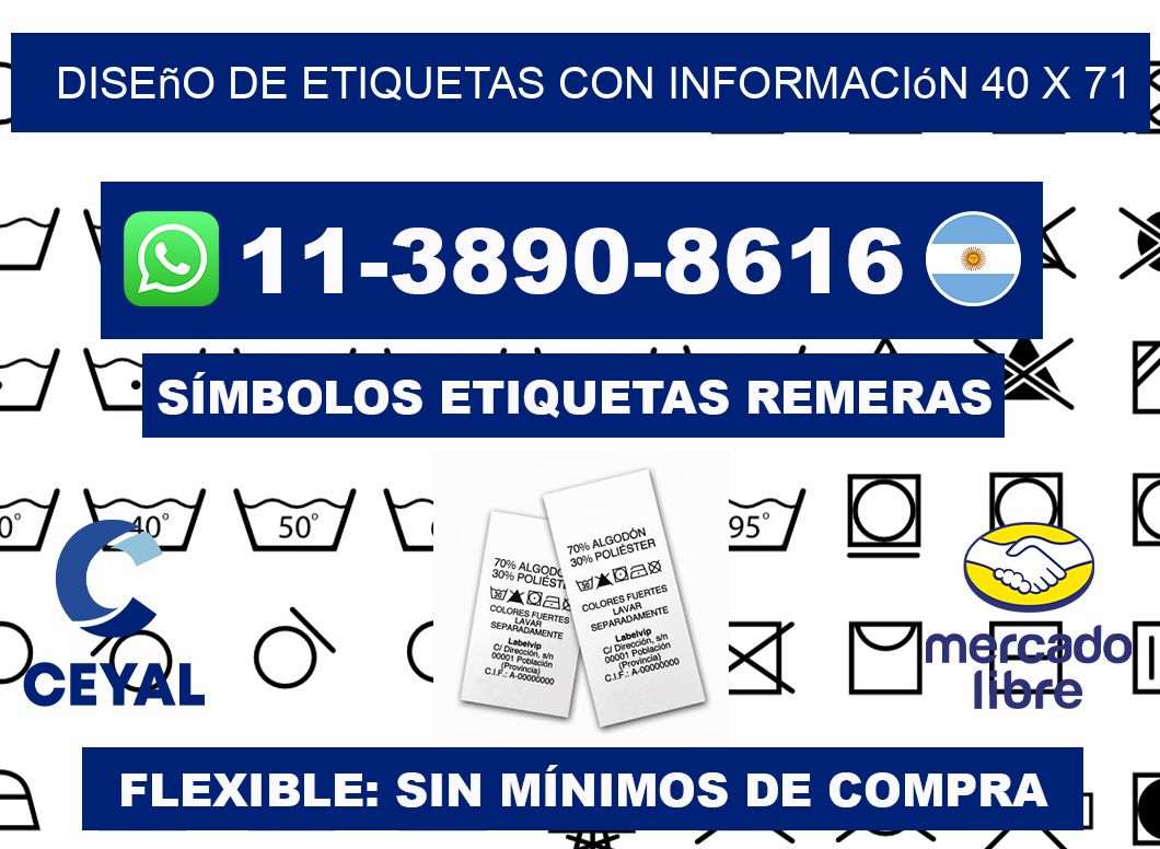 diseño de etiquetas con información 40 x 71