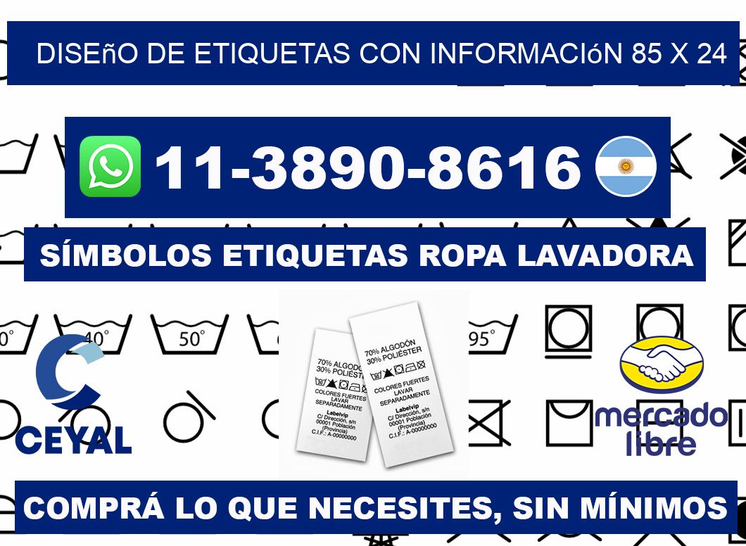 diseño de etiquetas con información 85 x 24