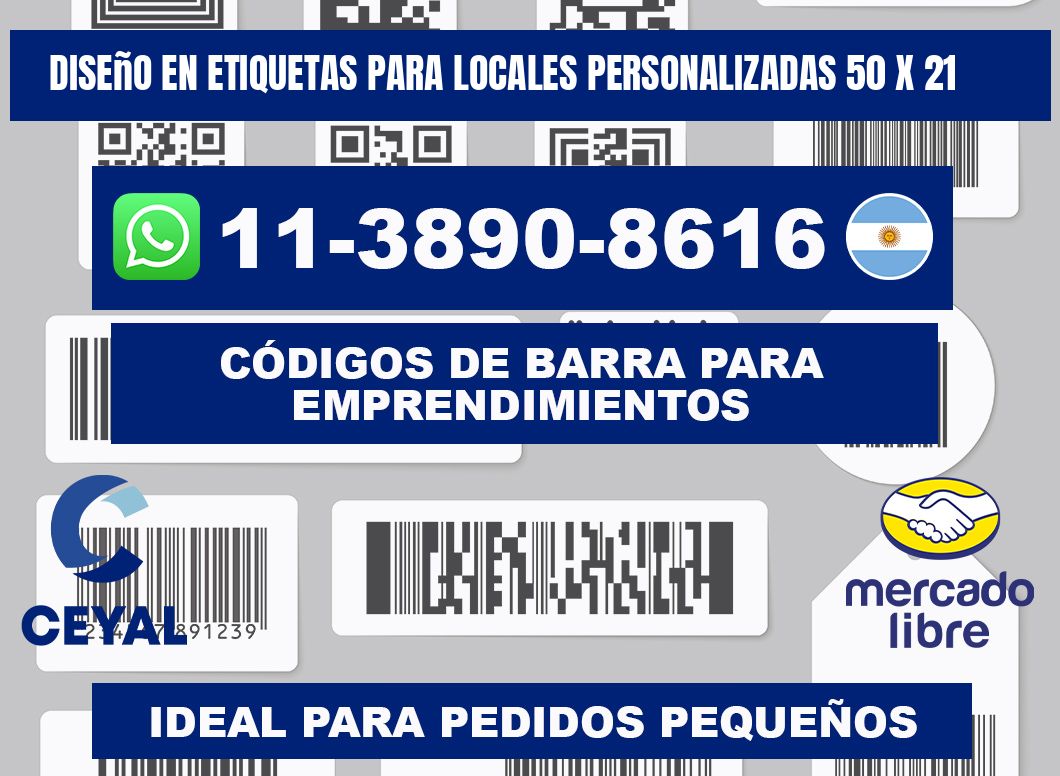 diseño en etiquetas para locales personalizadas 50 x 21