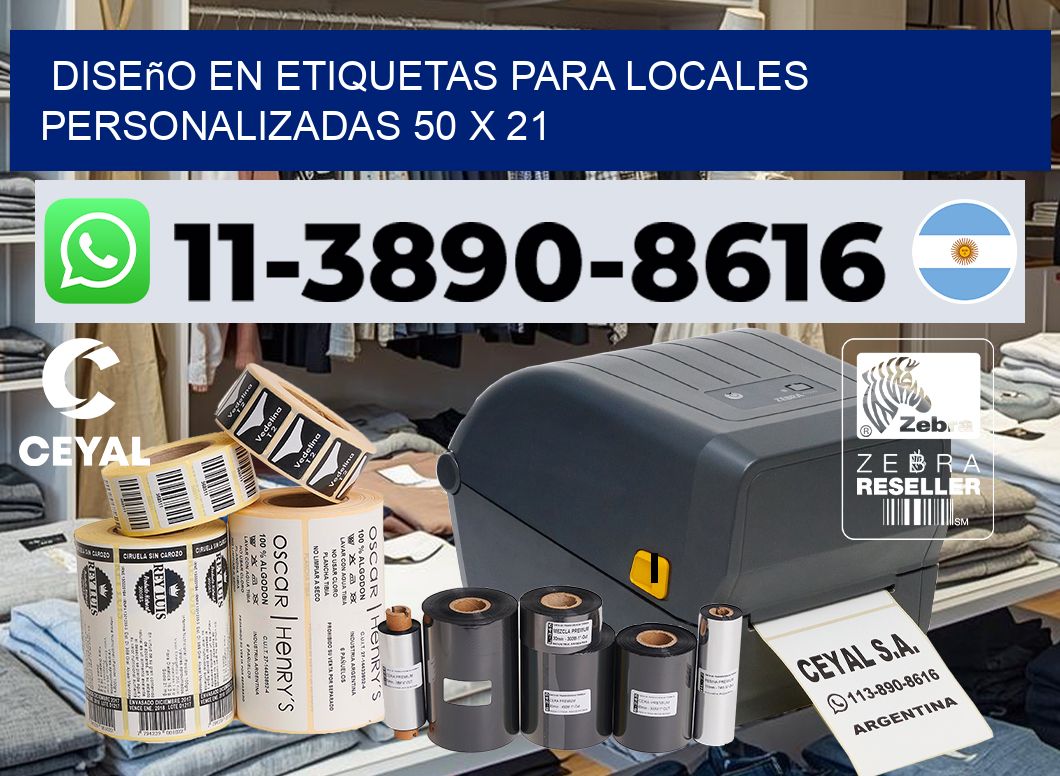 diseño en etiquetas para locales personalizadas 50 x 21