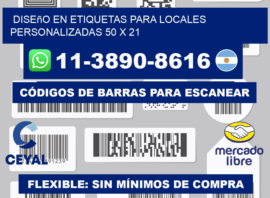 diseño en etiquetas para locales personalizadas 50 x 21