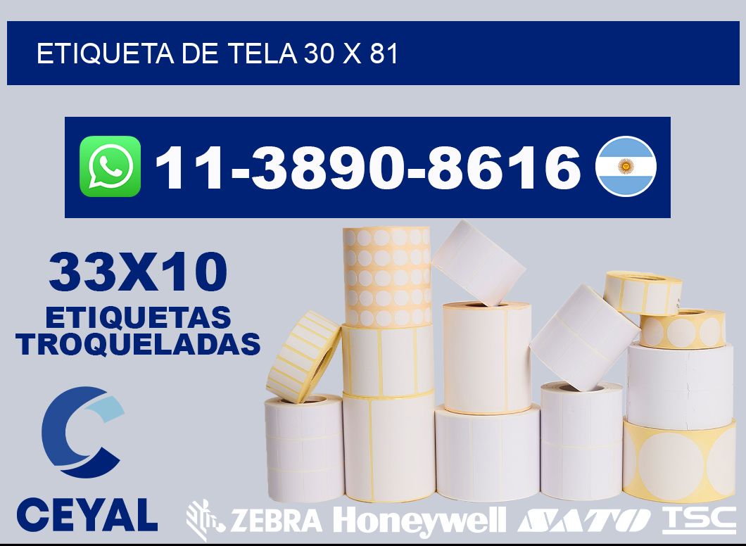 etiqueta de tela 30 x 81