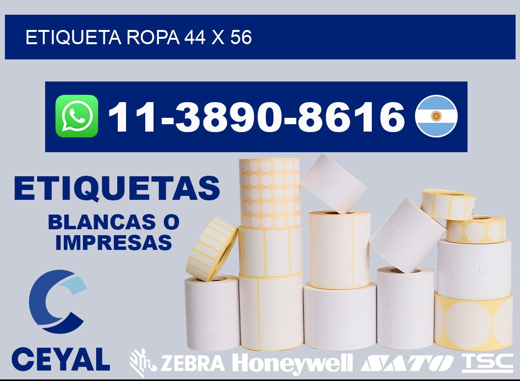 etiqueta ropa 44 x 56